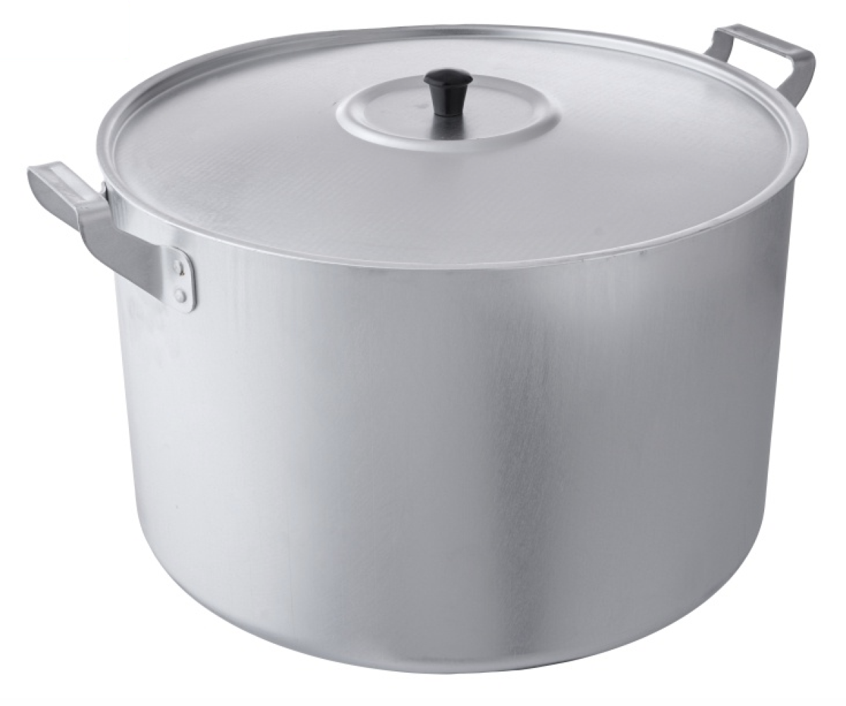 Кастрюля алюминиевая Завод Демидовский с крышкой серая 20л / посуда для газовых и электрических плит