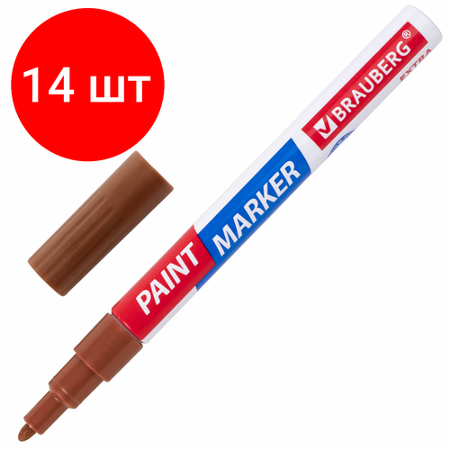 Комплект 14 шт, Маркер-краска лаковый EXTRA (paint marker) 2 мм, медный, улучшенная нитро-основа, BRAUBERG, 151976