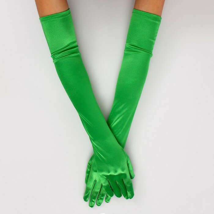Перчатки Страна Карнавалия Карнавальные, 55 см, зеленые
