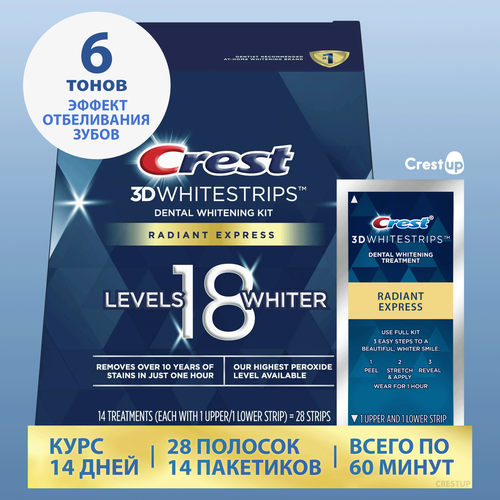 Crest 3D Whitestrips Radiant Express – Отбеливающие полоски для зубов (Новый)