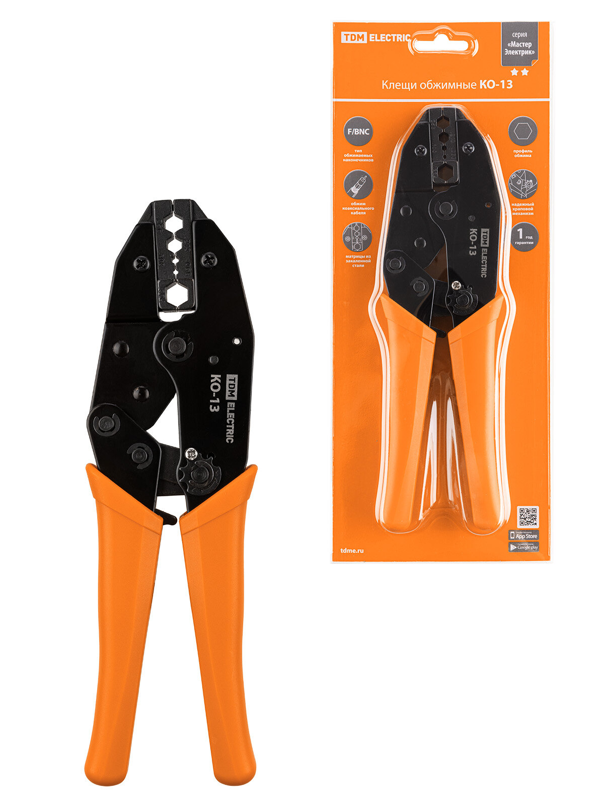 Клещи обжимные TDM ELECTRIC КО-13 обжим BNC разъемов (RG-58 RG-59 RG-62 RG-6) 