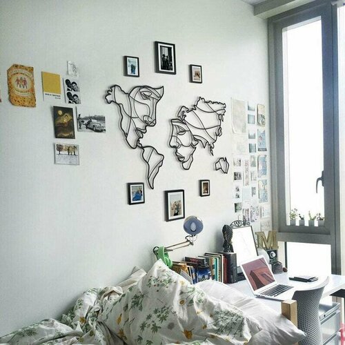 Панно 125х80 см Лица Карта мира 2 шт декоративное настенное чёрное декор на стену картина 3028₽