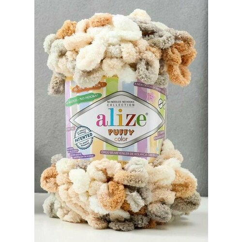 Пряжа Alize Puffy Color 5926 - 1 шт пряжа alize puffy color 8 шт белый розовый серый 5864 9 м 100 г большие петли 4 см ализе пуффи колор