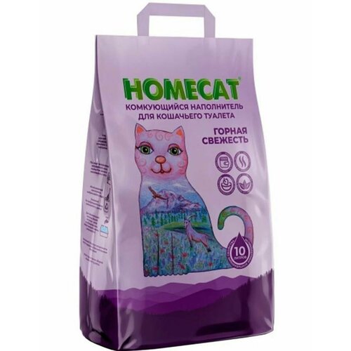 HOMECAT 10 л горная свежесть комкующийся наполнитель для кошачьих туалетов 1х3, 81101 (2 шт) наполнитель для кошачьих туалетов зооник древесный комкующийся 4 шт по 5 л