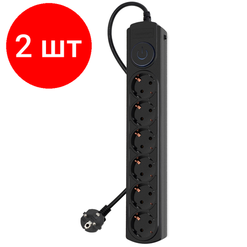 сетевой фильтр ippon bk 6 eu 3 16 w 3м 6 розеток коробка белый Комплект 2 штук, Сетевой фильтр Ippon BK-6-EU-3-10-B 3м (6 розеток) черный (1804741)