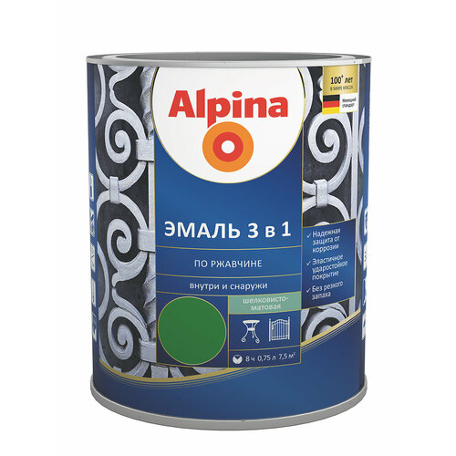 Alpina / Альпина эмаль алкидно уретановая по ржавчине база 1 2,5л