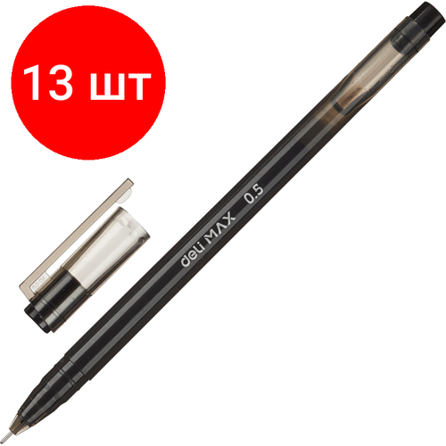 Комплект 13 штук, Ручка гелевая неавтомат. Deli шарик 0.5мм линия 0.3мм черная EG62-BK ручка гелевая неавтомат deli шарик 0 5мм линия 0 3мм черная eg62 bk