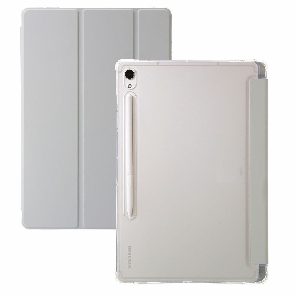 Чехол для планшета Samsung Galaxy Tab S10 FE/ Tab S9/ Tab S9 FE (SM-X526, SM-X710/X716, BSM-X510/X516), держатель для стилуса, из мягкого силикона (серый)
