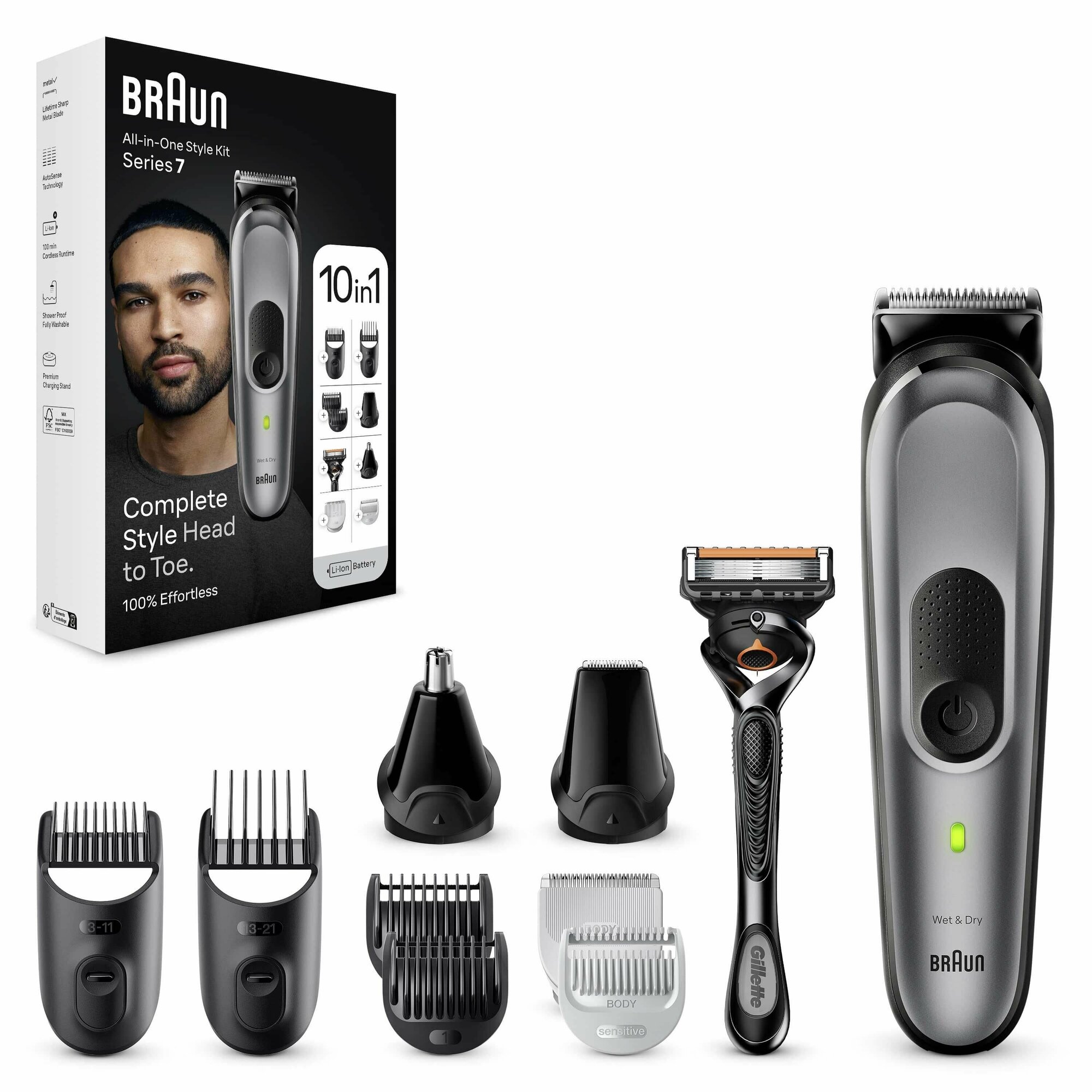 Триммер Braun MGK7420 c бритвой Gillette