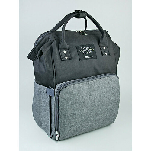 фото Рюкзак повседневный, на молнии, из нейлона, гладкая фактура, карман для планшета, вмещает а4, черный-серый lotoc