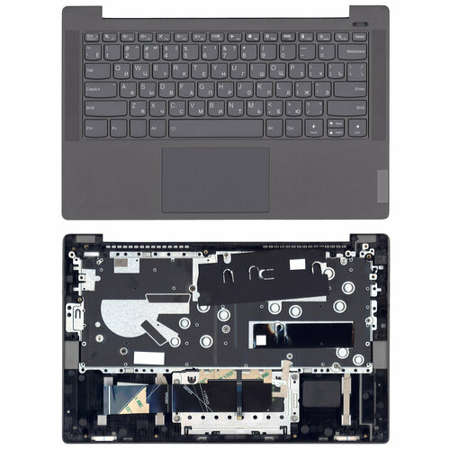 Клавиатура (топ-панель) для ноутбука Lenovo Ideapad 5-14IIL05 Type-C серая с серым топкейсом клавиатура топ панель для ноутбука lenovo ideapad s530 13iwl темно серая с серым топкейсом