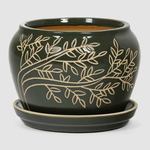 Горшок для цветов с поддоном Viet Thanh Ботаника зеленый d15 кашпо для цветов 1299₽