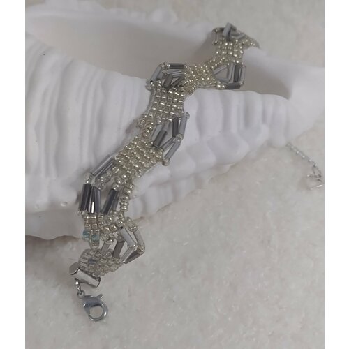 фото Плетеный браслет браслет, 1 шт., размер 17 см, размер m, серебряный fsb1