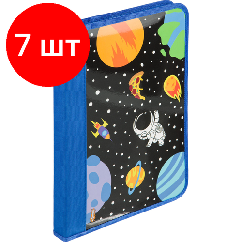 Комплект 7 штук, Папка для труда №1School Space time, А4, рез, ткань/ламин 340х235х30, ПТ-Р4