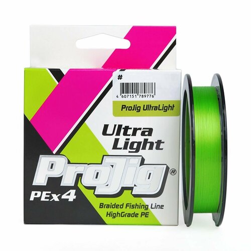 Плетеный шнур ProJig UltraLight 0,05 мм тест 2,2 кг длина 100 м цвет светло-зеленый
