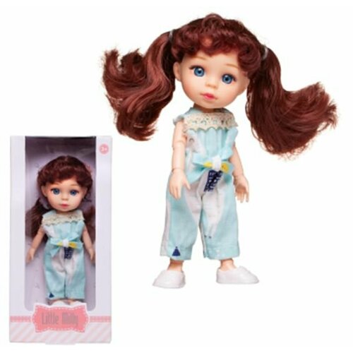 фото Кукла-мини junfa "малышка-милашка", 16 см, в бирюзовом комбинезоне, в коробке junfa toys