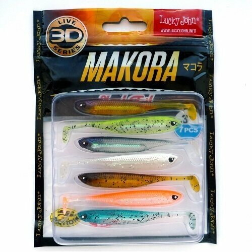 tvistery lucky john saedobnye chunk tail 75 pa06 7sht Виброхвосты LJ 3D Series Makora Shad Tail 4.0in (10 см), цвет MIX