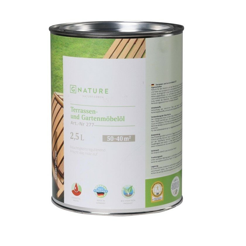 фото Gnature 277 Масло для террас и садовой мебели 2,5л бесцветный
