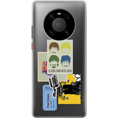 Силиконовый чехол на Huawei Mate 40 Pro, Хуавей Мейт 40 Про с 3D принтом Beatles Stickers прозрачный силиконовый чехол с принтом space stickers для huawei mate 40 pro хуавей мейт 40 про