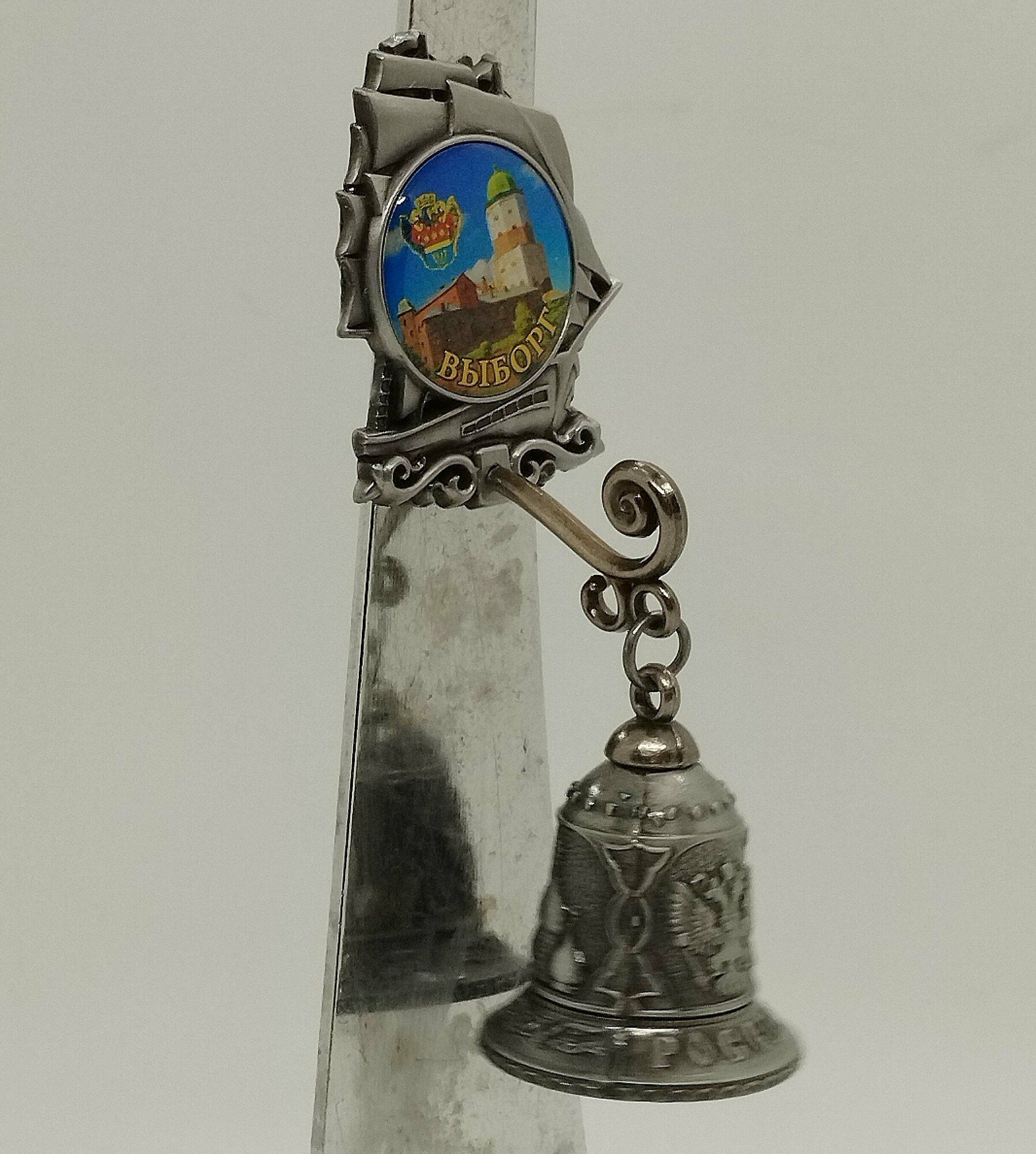 Магнит-колокольчик "выборг-парусник " , Серебро — фото 1