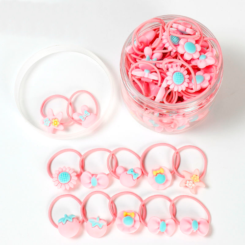 Резинки для волос детские, розовые, в банке