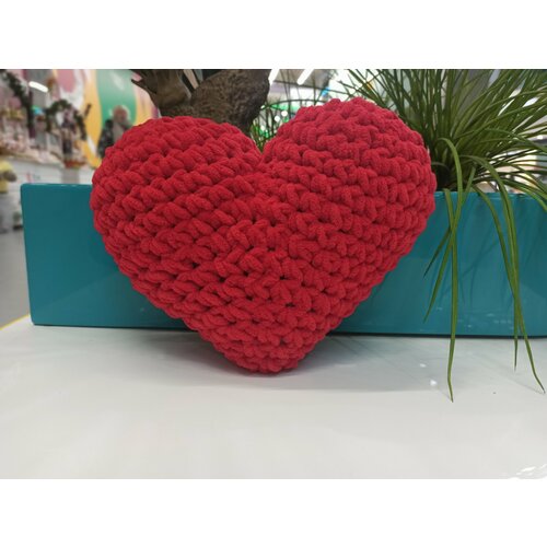 Подушка Плюшевое сердце красное мини антистресс 29 см именная подушка сердце из слов мужу