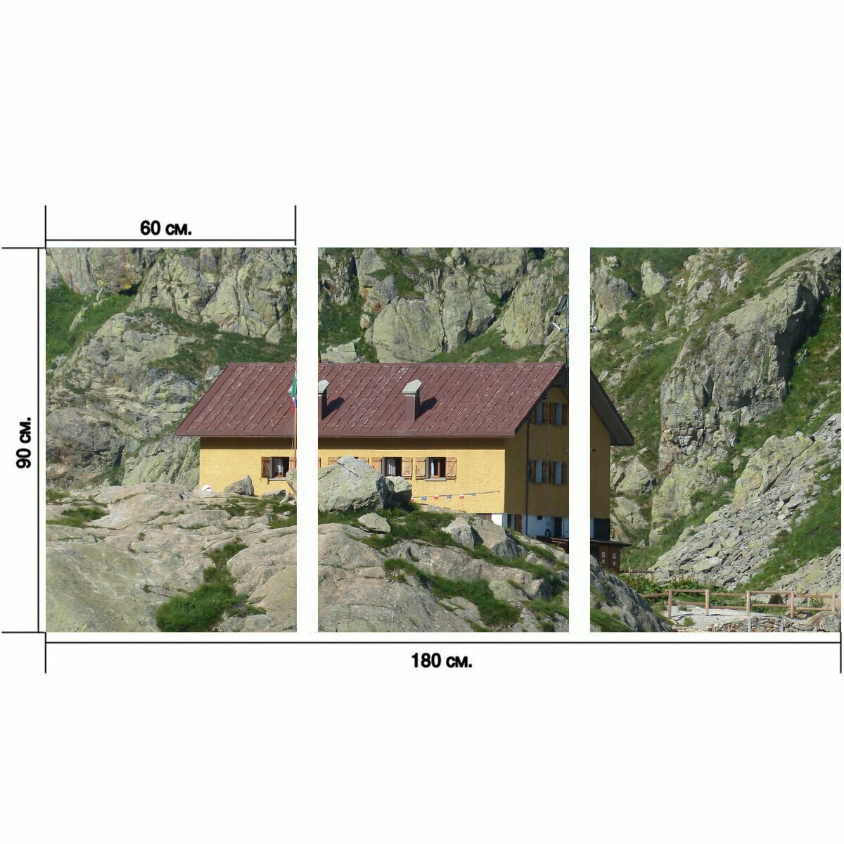Модульный постер "Дом, хижина, горная хижина" 180 x 90 см. для интерьера