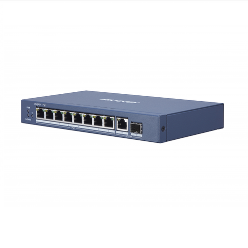 Коммутатор на 8 PoE портов Hikvision DS-3E0510P-E single fiber full gigabit poe switch 802 3af at total 110w 8 port 10 100 1000m 7 poe ports 1 rj45 port