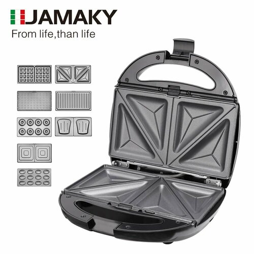 Мультимейкер 8 в 1 от JAMAKY - теперь с 8 насадками в одном устройстве Вафли 2 видаГрильБутербродыОрешкиПончики Уведомит вас при готовности антипригарное покрытие 527000₽