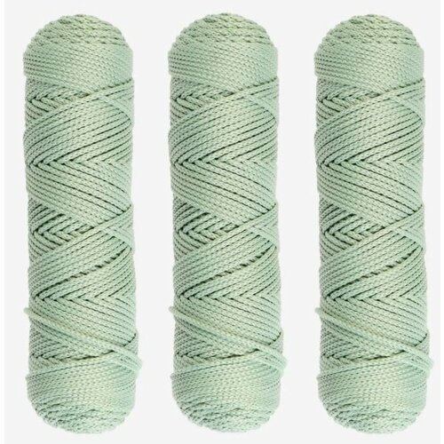 Osttex Шнур для вязания б/серд 100% полиэфир, ширина 3мм 100м/210гр, (21 серо-зеленый) 3шт