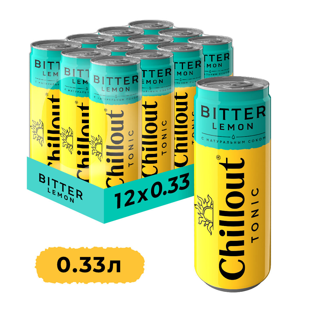 Тоник Chillout "Bitter Lemon", 12 шт по 0,33 л, ж/б