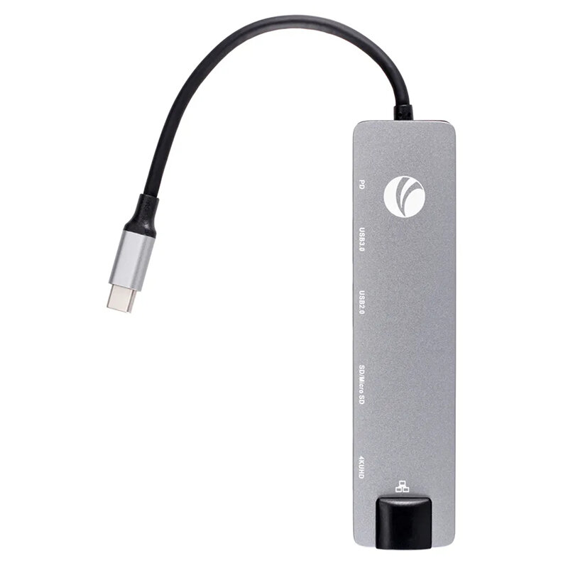 Концентратор VCOM Type-Cm -/HDMI A(f) 4K/30Hz USB3.0 USB2.0 RJ45 TF CD PD, aluminium shell - фото №10