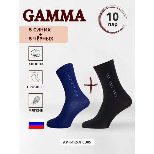 Носки ГАММА, 10 пар, размер 25, черный, синий