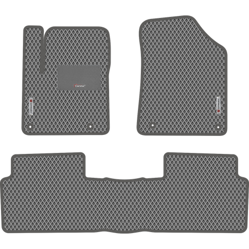 Автомобильные коврики EVA для Citroen C5 II (2008-2017), с каучуковым подпятником и 2 эмблемами Citroen, серые с серым кантом, ячейка - ромб