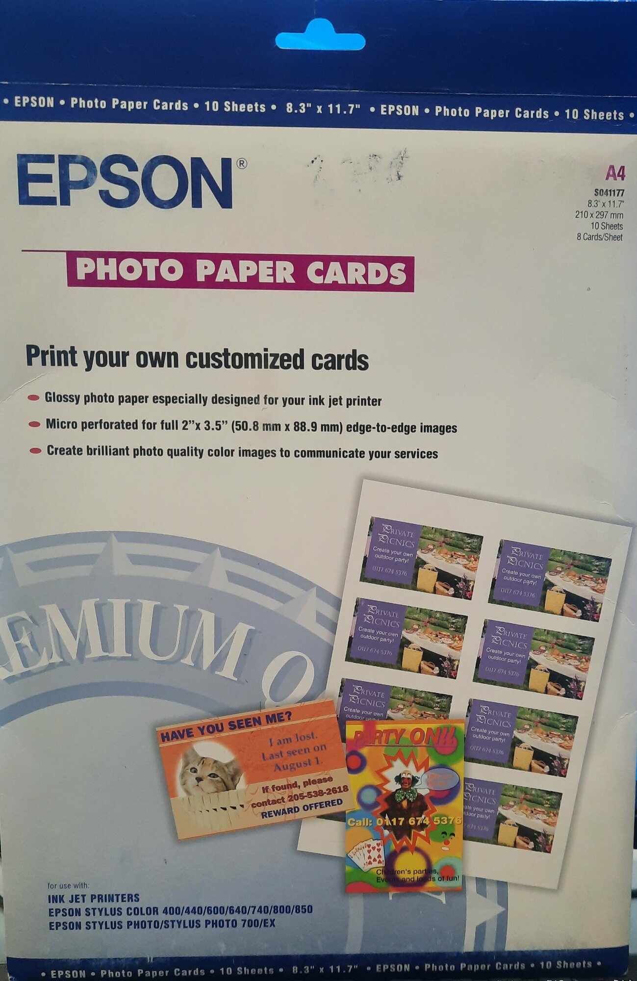 Бумага для струйной печати Epson A4 Photo Paper Cards