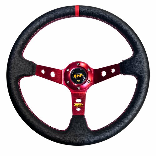 Руль спортивный OMP с выносом красный кожа 4820₽