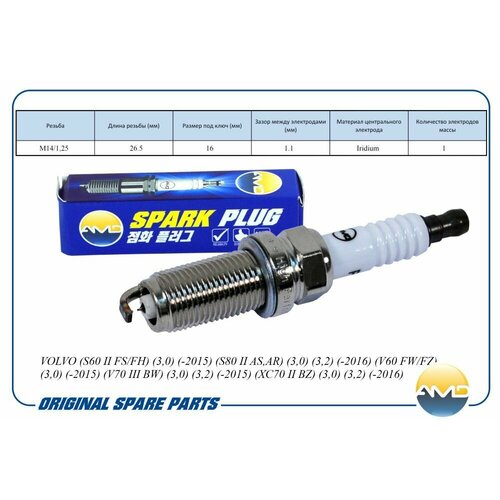 Свеча зажигания 31286359DILFR6A11AMD PL147 Iridium для VOLVO S60 II FSFH V70 III BW XC70 II BZ 718₽
