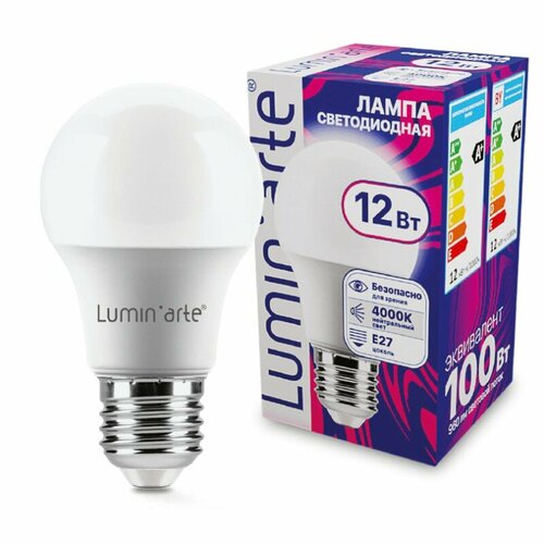 Светодиодная лампа LUMINARTE LSTD-A60-12W4KE27 12Вт 4000K E27, цена за 1 шт.