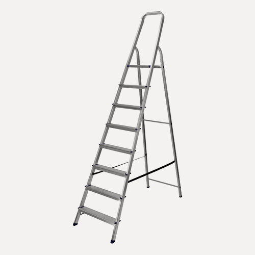 Изображение товара Стремянка 8 ступеней Сибртех, 150 кг максимальная нагрузка и 365.7 см рабочая высота, алюминиевая, 97718