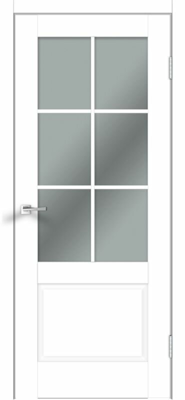 Дверь межкомнатная VellDoris ALTO 12 2V, белый эмалит, 600x2000, LR, стекло мателюкс, без врезки замка и петель