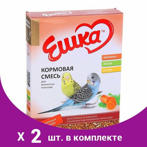 Корм Ешка для волнистых попугаев, с полезными овощами, 500 г (2 шт) чипсы из бурого риса rice up просо и семена подсолнечника 60 г