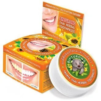 Зубная паста BINTURONG Papaya Thai Herbal с экстрактом папайи, 33 мл