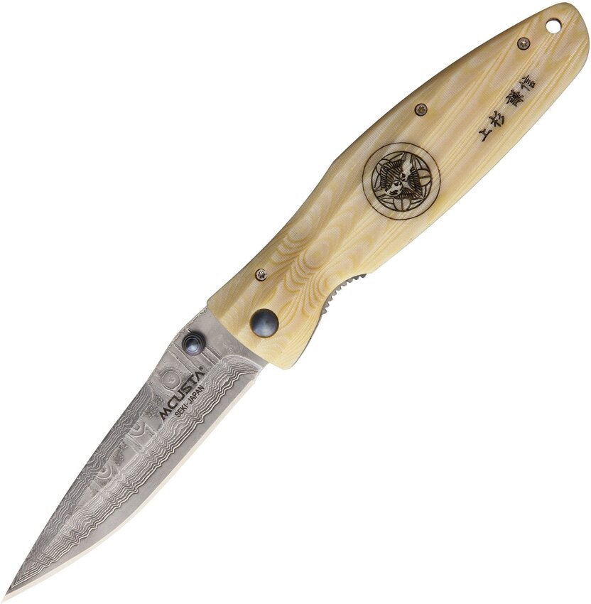Нож складной Mcusta, VG-10, в обкладках из дамасской стали (33 слоя), микарта, Kenshin
