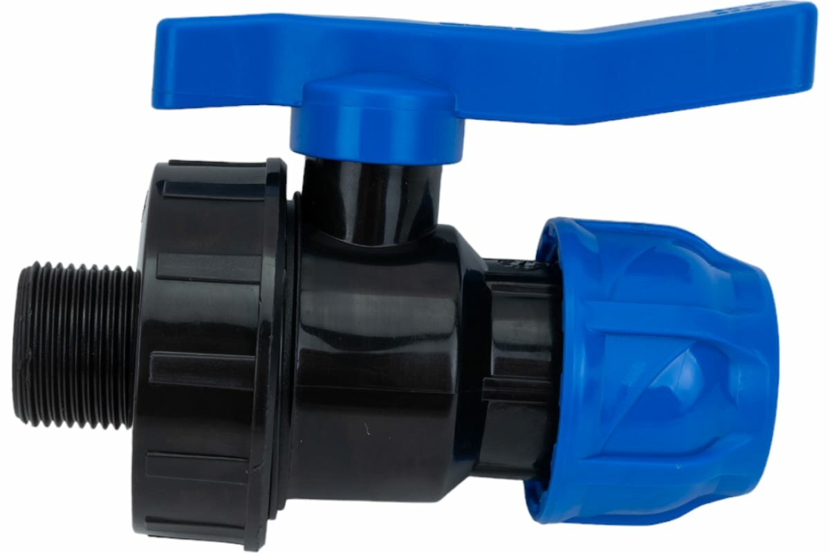 фото Кран ПНД наружная резьба 25 x 3/4"M (PN 10) Кран шаровой ПНД Tebo (НР) для трубопровода