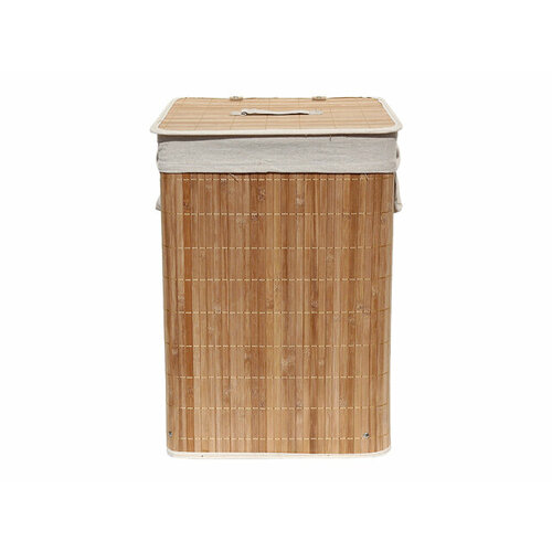 Корзина для белья складная, 350х350х500 мм, натуральная, бамбук