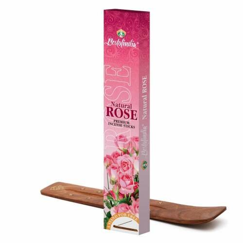 NATURAL ROSE Premium Incense Sticks, Bestofindia (натуральная роза премиальные благовония, Бэстофиндия), 70 г. (20 палочек + подставка)