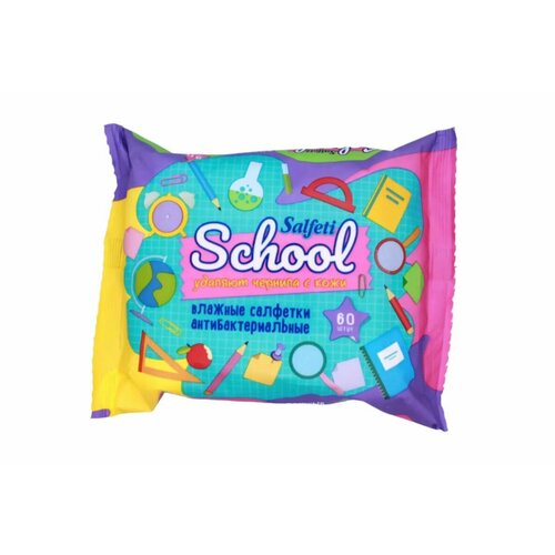 Влажные салфетки Salfeti School детские антибак. mix (15шт х уп) , 4уп. влажные салфетки salfeti school 60 шт
