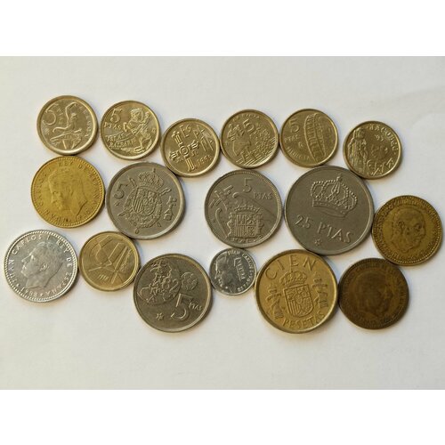 Испания набор 17 монет. Без повторов по типу. Франко /Хуан Карлос. XF
