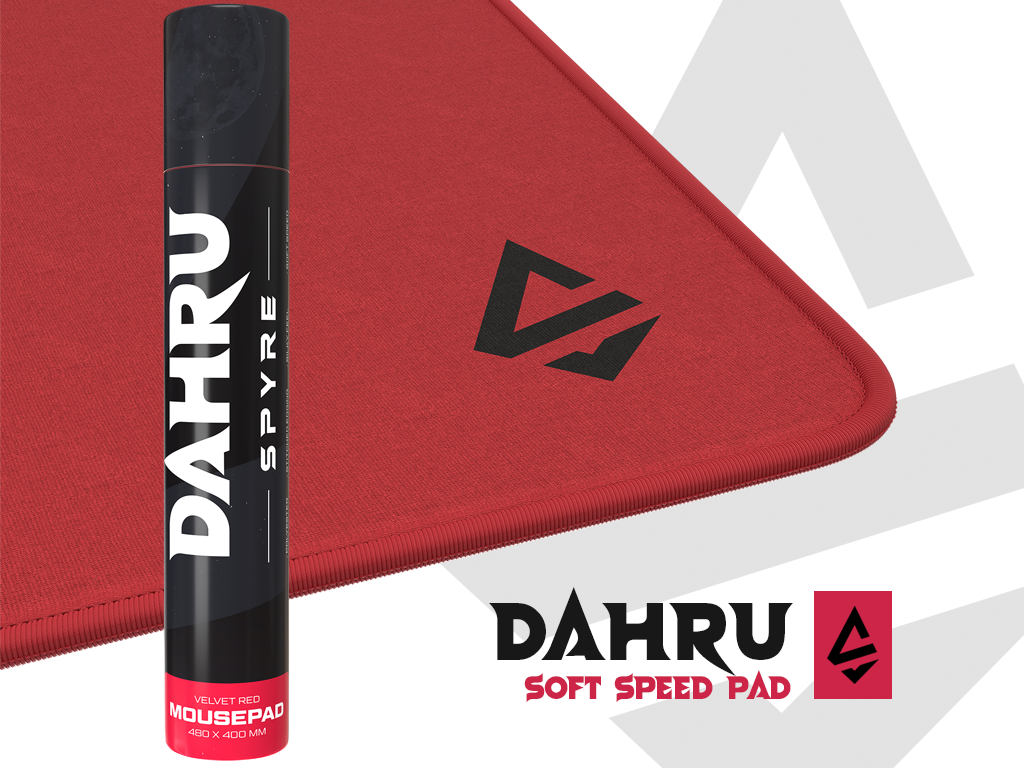 Игровой коврик для мыши Spyre Dahru, 490мм ширина × 420мм высота, 4мм толщина, Бархатно-красный, Скорость, Трекинг