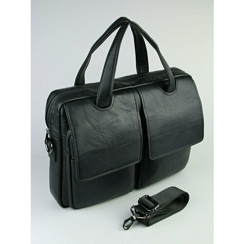 Сумка мессенджер Skin фактура гладкая черная кожа 7341₽